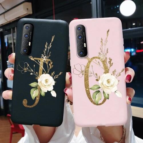 6.5'' For OPPO Reno3 Pro Cover Black Matte Flower Letter Shockproof Soft Phone Case For OPPO Reno3 Pro Reno3pro Reno 3 Pro Cases