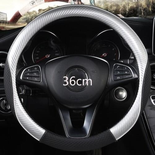 36cm Leather +Carbon Fiber Car Steering Wheel Cover Size S for Honda Civic Ciimo Jade SUZUKI Alto NISSAN Juke Auto Accessories