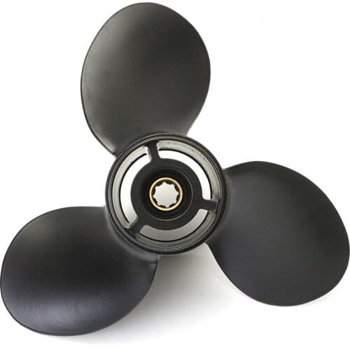 Black Outboard Propeller Aluminium alloy 3 Blades 8 Spline Tooth Fast Hole Shot Perform Well For Mercury 6-15HP 48-828156A12