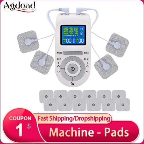 Electroestimulador Muscular 12 Modes Tens Unit Electric Body Pain Relief Massage Machine 4 Electrode Pads Tens Machine Cables