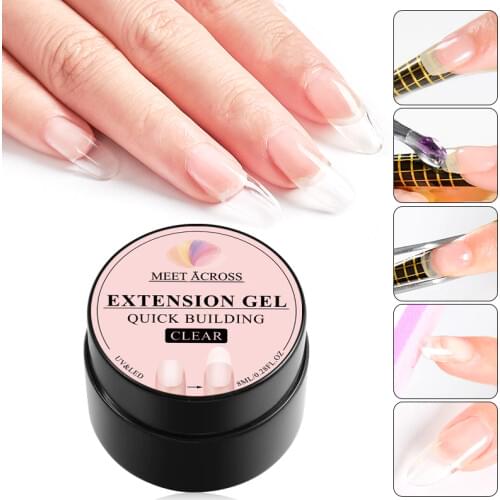 MEET ACROSS 8ML Quick Building Gel for Nail Extension Acrylic White Clear UV Builder Gel Manicure Nail Art Prolong Forms Tips