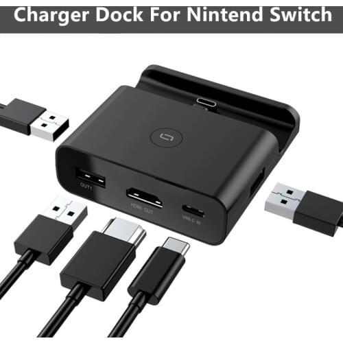HDMI-compatible 2.0A Mini Portable Charging Dock Charger Base For Nintendo Switch HD TV Dock Adapter