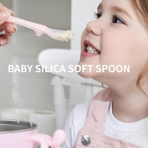 2 PCS Newborn Baby Spoon Baby Silicone Soft Spoon Children Tableware Learning Training Spoons Feeding Water Food Supplement Tool