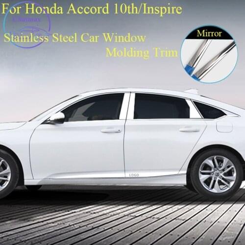 Stainless Steel Bar Car Window Molding Trim for Honda Accord 10th/Inspire Car Door Window Bright Strip Decoration Accessory
