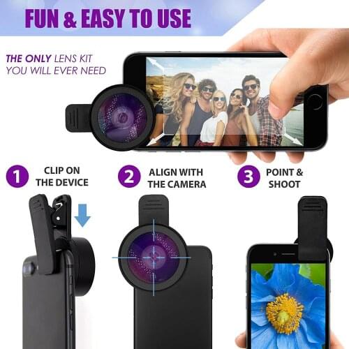 3-in-1 Lens Wide Angle Micro Zoom Fisheye Lens Clip For Samsung Huawei Phone Camera Part Webcam Cover Case Protector Hood Shade