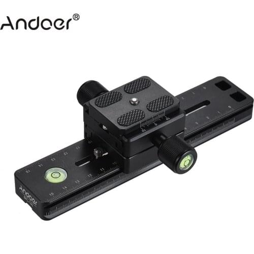 Andoer BPL-180 Aluminum Alloy Panoramic Camera Long Quick Release Plate + Double-layer Clamp Kit Knob-Type Design 1/4" Screw