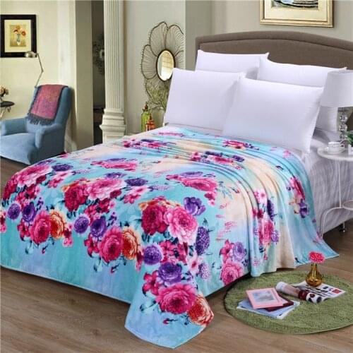 Flower bedspread blanket 200x230cm High Density Super Soft Flannel Blanket to on for the sofa/Bed/Car Portable Plaids