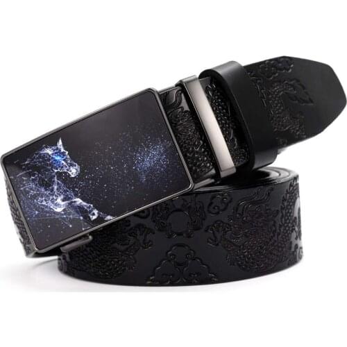 Leather Belts for Mens with Removable Buckles Hot Mens Leather Belt NEW Mens Leather Ratchet Dress Belt with Automatic Buckle