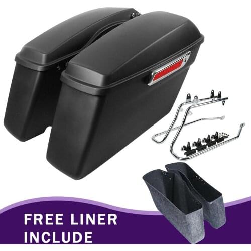 Motorcycle Hard Saddlebags Saddle Bags & Conversion Brackets For Harley Softail Fatboy FLST 1984-2013