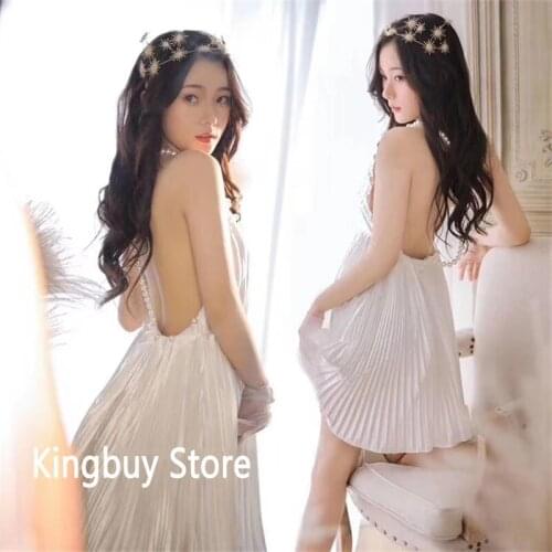 Sexy Pregnancy Pearl Performance White Dress Studio Photoshoot Photo Clothes Women Photography Props Costume