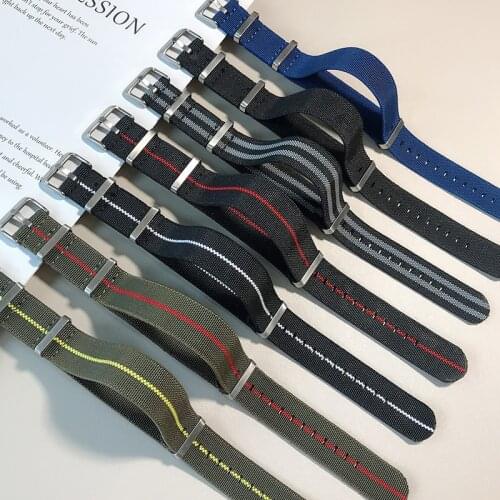 Blue/Red 20mm 22mm French Troops Parachute Bag Watchband Nato Zulu Elastic Nylon Belt Watch Strap Bracelet Military Watch Ban