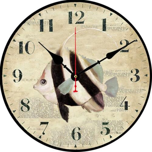 Vintage 12 Inch Ocean Theme Cute Sea Shells Starfish Wall Clock Decorative Ocean Animal Vintage Marine Seashells Wall Clocks