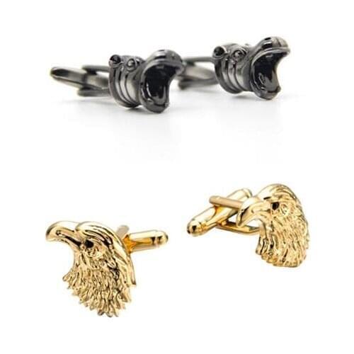 10pairs/lot Gunblack Hippo Head Rhinoceros Cufflinks River Horse Gold Eagle Head Cuff Links Cufflink Mens Jewelry Wholesale