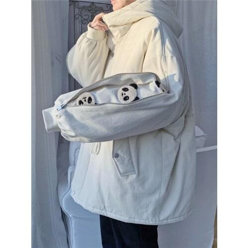 Winter Mens Thick Warm Coat Loose Cartoon Pattern Hooded Parkas Outwear Black Blue Apricot Z31