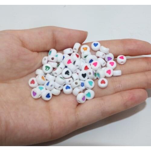 100pcs/lot Heart Beads For Jewelry Making Acrylic Mixed Beads With Letters For Bracelet Handmade Diy Bracelet Necklace 2021