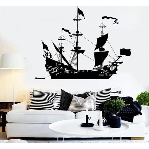 145*110cm Large Size Ship Sail Boat Vinyl Wall Decal Sailor Sea Style Home Decor Wall Stickers For Boy Bedroom Unique Hot LC1580