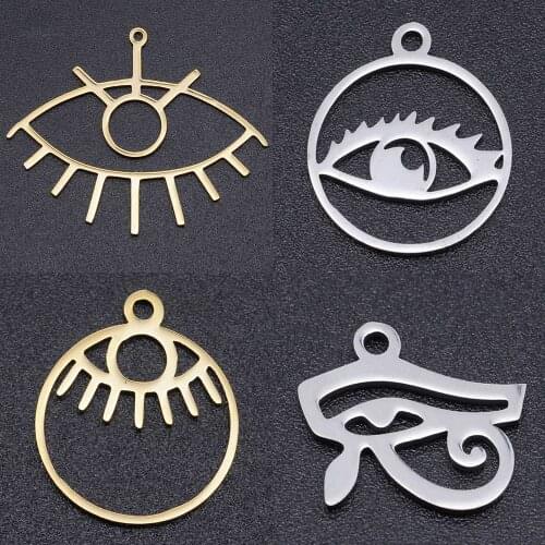 5pcs/lot 100% Stainless Steel Evil Eye Charms Wholesale Jewelry Making Charms Top Quality Accept OEM Order Never Tarnish
