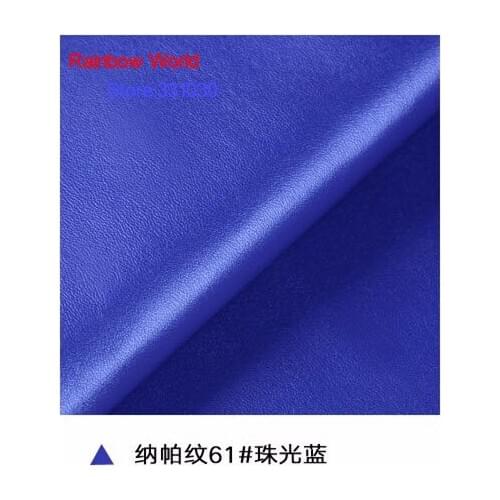 61# blue High Quality Nappa Stripes vein grain PU Leather fabric for DIY sofa bed shoes bags Garment material(138*100cm)