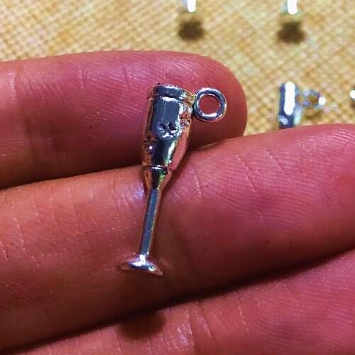 8pcs 20X8mm Wine glass Charms Antique Silver Color Metal Alloy Pendant Accessories Handmade Bracelet Jewelry For DIY Keychain