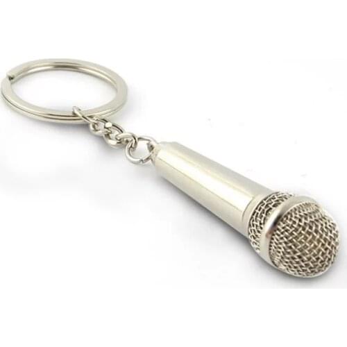 FREE SHIPPING 10pcs/lot Novelty Metal Microphone Keychains New Design Microphone Keyrings Can Hide a Love Note Gifts