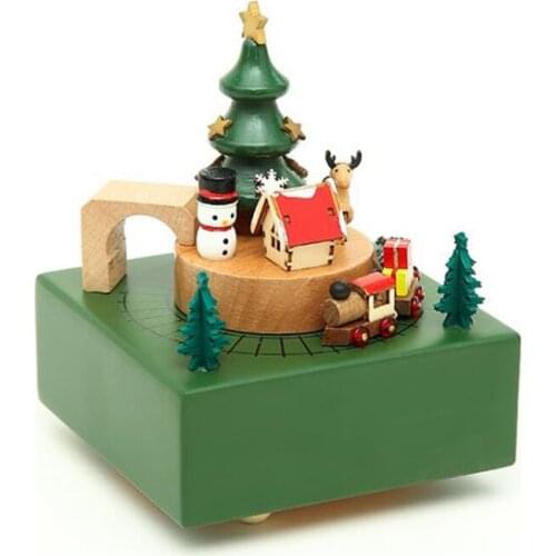 Wood Carousel Christmas Music Box Little Girl Child Birthday Gift Home Furnishings Retro Wooden Decorations Music Box