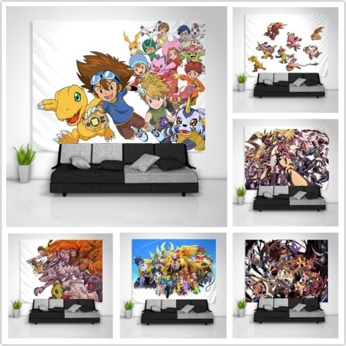 Digimon Adventure Tapestry Art Wall Hanging Sofa Table Bed Cover Home Decor Dorm Gift