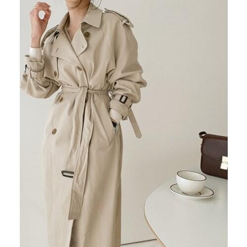 DISWEET Women's Double Breasted Trench Coats
