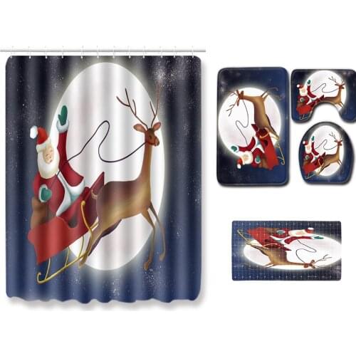 Dropshipping Microfiber Bath Mats Set Anti Slip Toilet Floor Mats PVC Bathroom Carpets Set Toilet Lid Cover Shower curtain