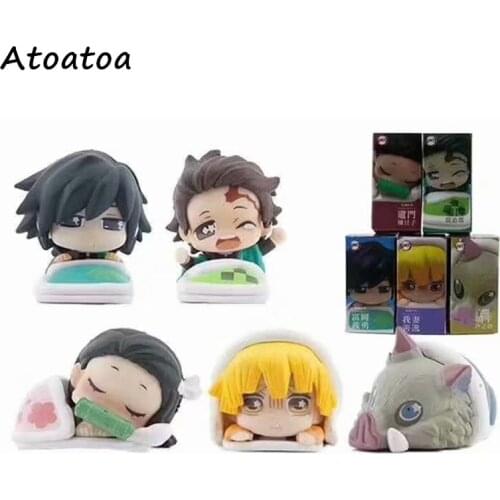 5pcs Kamado Tanjirou Demon Slayer Kimetsu no Yaiba Tomioka Nezuko Agatsuma Zenitsu Hashibira Inosuke Kaigaku Action figure toys