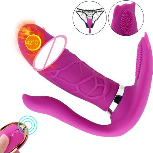 Wearable Dildo Vibrator Remote Control Vaginal massage Heating Sex Toys for Women Masturbator Panties Anal Clitoris Stimulator