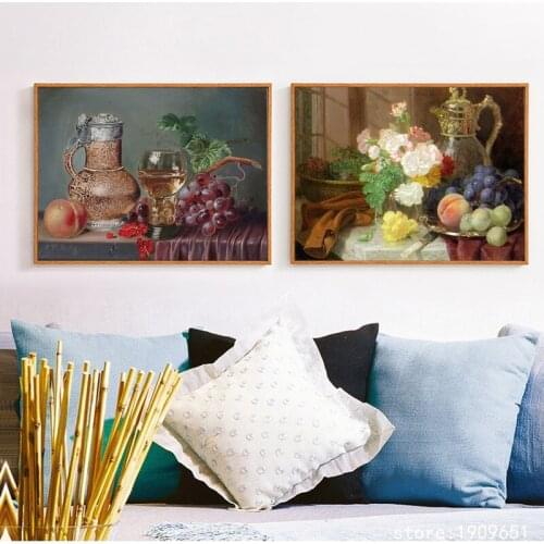 Cotton no frame classical still life wine botte canvas printings oil painting printed on cotton wall art decoration picture