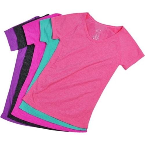 Korean Women Clothes Sports T-shirt Short Sleeve Quick-dry Breathable Good Shape Building 5Colors Sports Gym Running