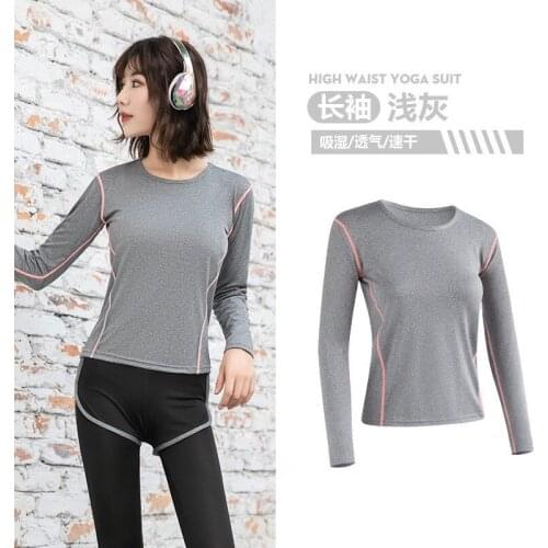 Yoga Crop Top Running Top Long Sleeve Yoga Clothes Sportswear Neck Clothes Top Deportivo Mujer Camisetas
