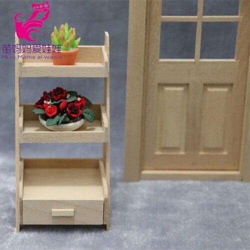 Doll house mini furniture three-layer flower stand wooden display shelf 1:12 doll house diy accessories