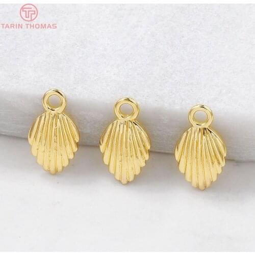10PCS 7.5x13MM Hole 1.8MM 24K Gold Color Plated Brass Shell Charms High Quality Diy Jewelry Accessories