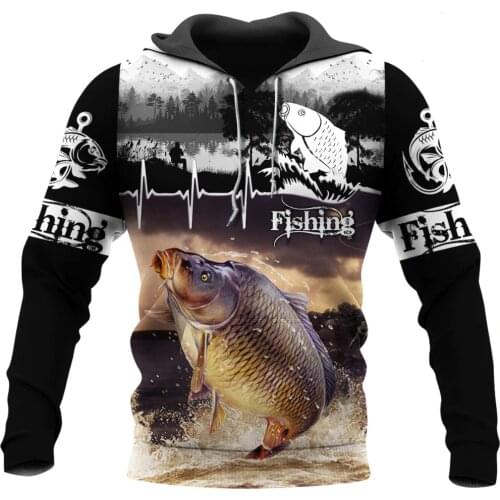 Fashion animal Hoodie carp fishing 3D full body printed Sweatshirt new Hoodie