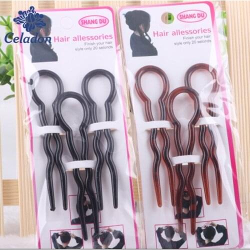 Hot Fashion U Shape Female Hair Combs Black / Brown color Hairwear Tool For Girls Hair Set Accessories