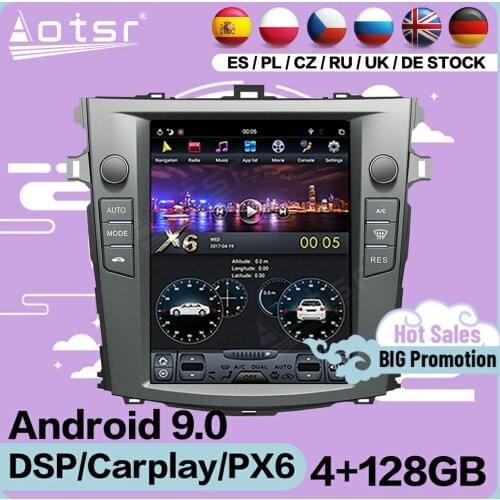 128G Tesla Screen Multimedia Stereo Android 9.0 Player For Toyota Corolla 2007 2008 2009 2010 2011 2012 2013 GPS Radio Head Unit