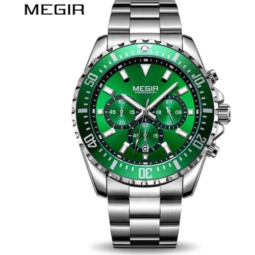 MEGIR Men Watch Top-Brand Luxury Chronograph Quartz Wristwatch Stainless-Steel Waterproof Business Male Clock Relogio Masculino