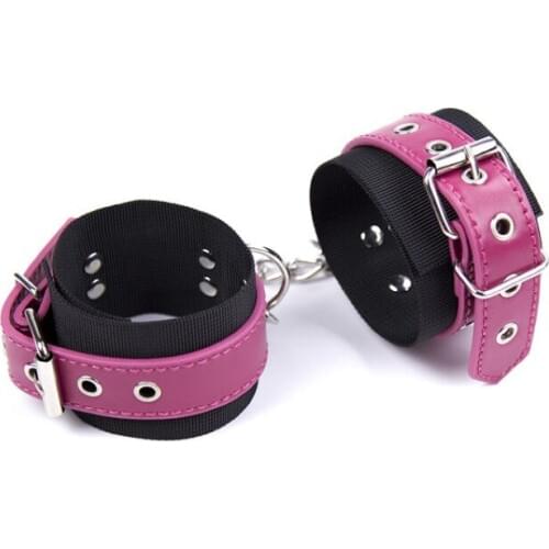 Colorful Nylon Tied Hands And Feet Bound Toy Leather Red Handcuffs Sex Products