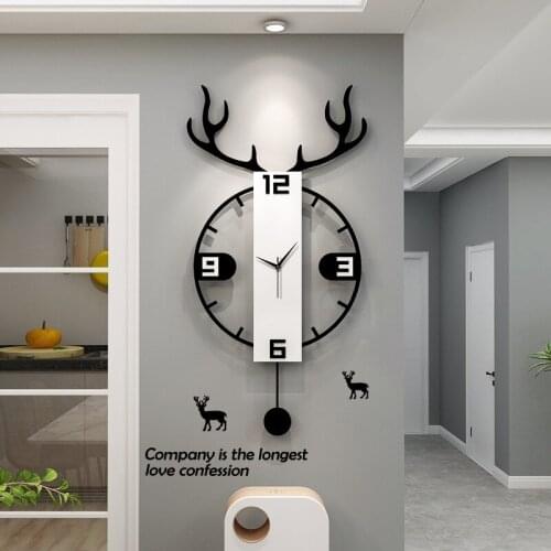 Nordic deer head wall clock fashion creative living room clock home decoration art wall watch modern simple silent clock