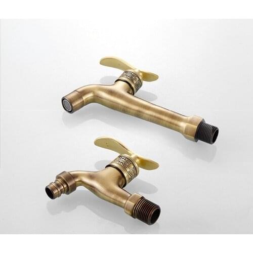 Wall Mounted Brass Faucet Outdoor Garden Taps Bathroom Washing Machine Faucet Luxury Antique Decorative Bibcock Mop Taps