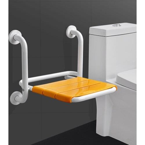 Bathroom Wall Hanging Shower Folding Chair Barrier Free Armrest Bath Stool Safety Anti Slip Folding Seat Bathroom Furniture