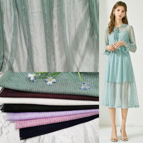 LASUI 2019 NEW 1.5*1.5 Meter Hollow vertical thin France Lace Fabric DIY Clothing fabric C0349