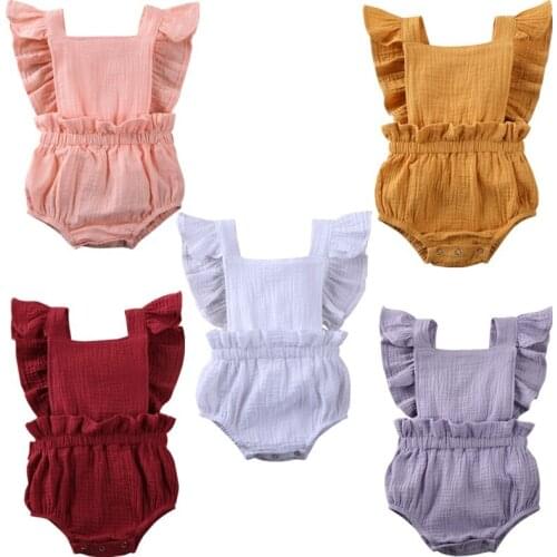 2020 New Fashion Newborn Infant Baby Girl Lace Ruffles Out Romper Jumpsuit Sunsuit Outfit Clothes