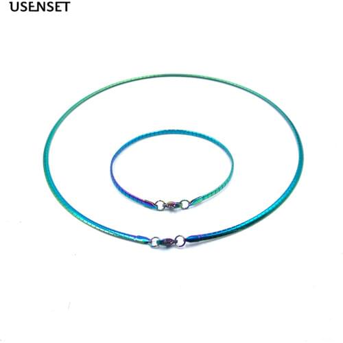 4MM Colorful Collar Stainless Steel Women Necklace Choker Torques Jewelry Snake Chain Bracelet Set Gifts For Girls