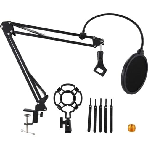 Mic Arm Stand Microphone Suspension Boom Scissor Holder + Clamp + Shockmount Kits For Studio Broadcast Live Sound Mic Accessory