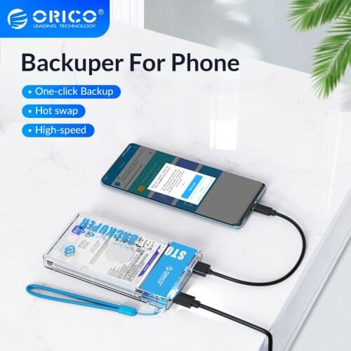 ORICO Backuper Backup for Phone Support 4TB Capacity 5Gbps SATA TO USB C Port One-touch Backup/Delete For Travel,Parties,Work