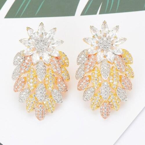 LARRAURI Luxury Full Micro CZ Cubic Zircon Dubai Indian Earrings Bohemia Waterdrop Balls Long Dangle Earrings for Women Wedding