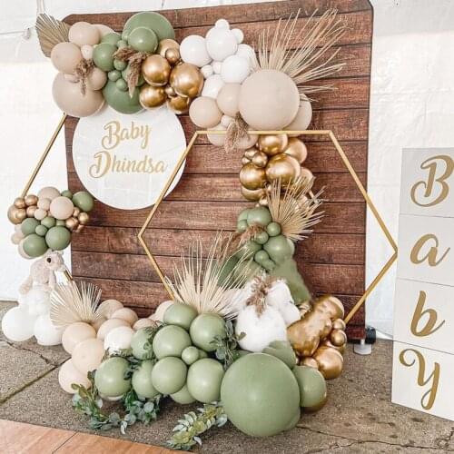 118pcs 10inch green white latex balloons metal gold wedding decoration birthday party baby shower balloon decoration